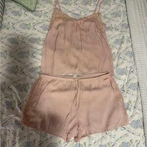 Danskin Blush Lace Trim Pajama Set
